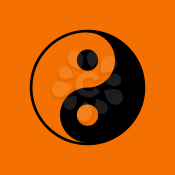 Yin And Yang Icon. Black on Orange Background. Vector Illustration.