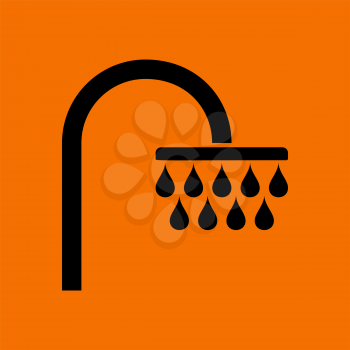 Shower Icon. Black on Orange Background. Vector Illustration.