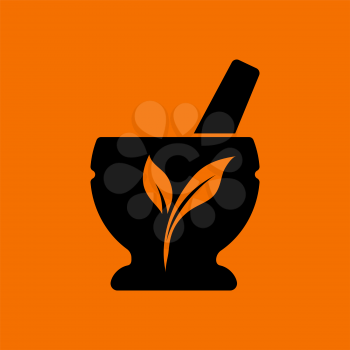 Spa Mortar Icon. Black on Orange Background. Vector Illustration.