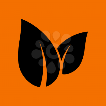 Spa Leaves Icon. Black on Orange Background. Vector Illustration.