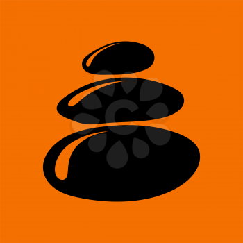 Spa Stones Icon. Black on Orange Background. Vector Illustration.