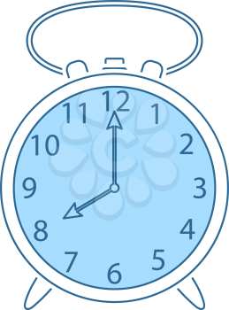 Alarm Clock Icon. Thin Line With Blue Fill Design. Vector Illustration.