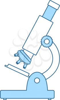School Microscope Icon. Thin Line With Blue Fill Design. Vector Illustration.