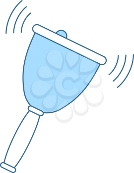 School Hand Bell Icon. Thin Line With Blue Fill Design. Vector Illustration.