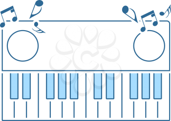 Piano Keyboard Icon. Thin Line With Blue Fill Design. Vector Illustration.