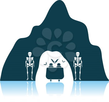 Scare Cave In Amusement Park Icon. Shadow Reflection Design. Vector Illustration.