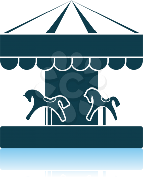 Children Horse Carousel Icon. Shadow Reflection Design. Vector Illustration.