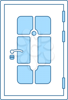 Apartments Door Icon. Thin Line With Blue Fill Design. Vector Illustration.