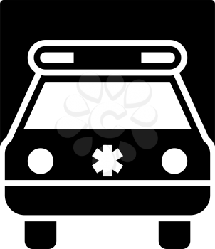 Ambulance Car Icon. Black Stencil Design. Vector Illustration.
