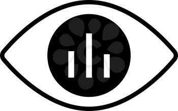 Eye With Market Chart Inside Pupil Icon. Black Stencil Design. Vector Illustration.