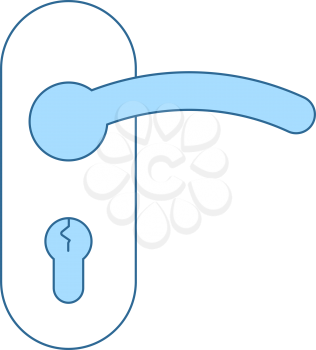 Door Handle Icon. Thin Line With Blue Fill Design. Vector Illustration.
