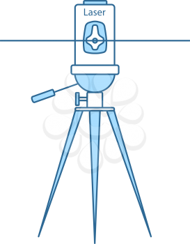 Laser Level Tool Icon. Thin Line With Blue Fill Design. Vector Illustration.