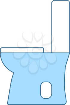 Toilet Bowl Icon. Thin Line With Blue Fill Design. Vector Illustration.