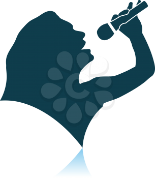 Karaoke Womans Silhouette Icon. Shadow Reflection Design. Vector Illustration.