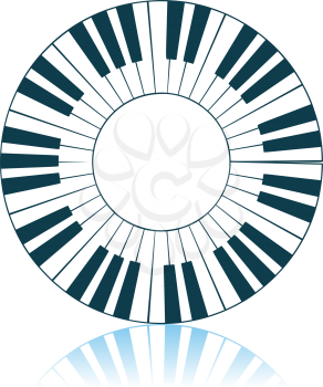 Piano Circle Keyboard Icon. Shadow Reflection Design. Vector Illustration.