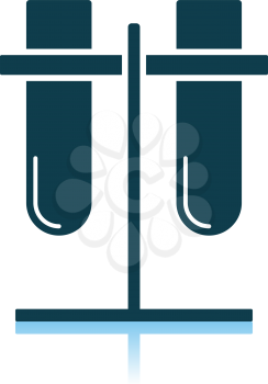 Lab Flasks Attached To Stand Icon. Shadow Reflection Design. Vector Illustration.