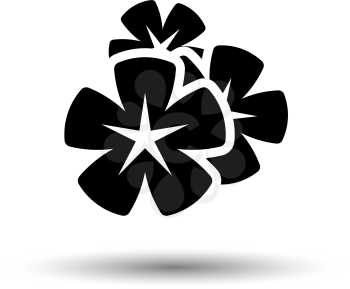 Frangipani Flower Icon. Black on White Background With Shadow. Vector Illustration.