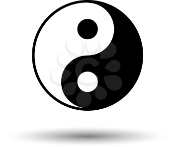Yin And Yang Icon. Black on White Background With Shadow. Vector Illustration.
