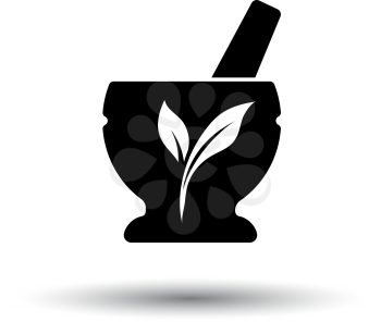 Spa Mortar Icon. Black on White Background With Shadow. Vector Illustration.