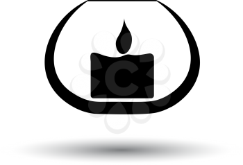Candle In Glass Icon. Black on White Background With Shadow. Vector Illustration.