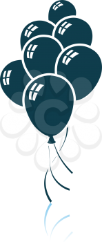 Party Balloons And Stars Icon. Shadow Reflection Design. Vector Illustration.