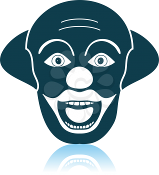 Party Clown Face Icon. Shadow Reflection Design. Vector Illustration.