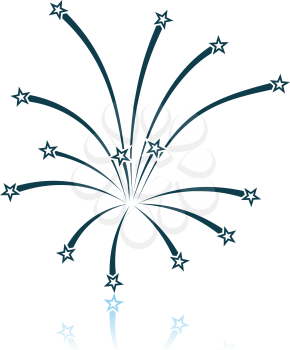 Fireworks Icon. Shadow Reflection Design. Vector Illustration.