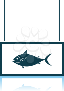 Fish Market Department Icon. Shadow Reflection Design. Vector Illustration.