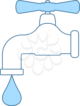 Icon Of Pipe With Valve. Thin Line With Blue Fill Design. Vector Illustration.