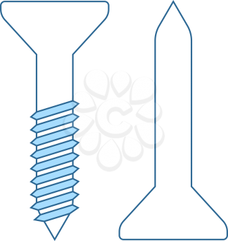 Icon Of Screw And Nail. Thin Line With Blue Fill Design. Vector Illustration.
