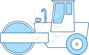 Icon Of Road Roller. Thin Line With Blue Fill Design. Vector Illustration.