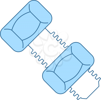 Icon Of Bolt And Nut. Thin Line With Blue Fill Design. Vector Illustration.
