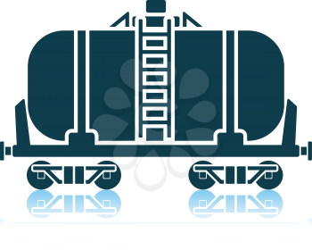 Oil Railway Tank Icon. Shadow Reflection Design. Vector Illustration.