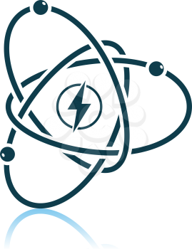 Atom Energy Icon. Shadow Reflection Design. Vector Illustration.