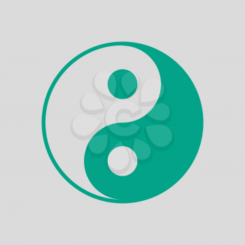 Yin And Yang Icon. Green on Gray Background. Vector Illustration.