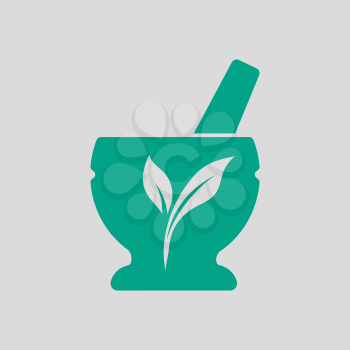 Spa Mortar Icon. Green on Gray Background. Vector Illustration.