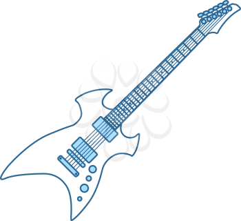 Electric Guitar Icon. Thin Line With Blue Fill Design. Vector Illustration.