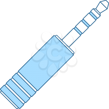 Music Jack Plug-in Icon. Thin Line With Blue Fill Design. Vector Illustration.