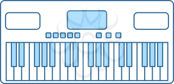 Music Synthesizer Icon. Thin Line With Blue Fill Design. Vector Illustration.
