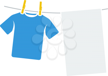 Drying Linen Icon. Flat Color Design. Vector Illustration.