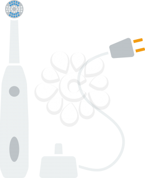 Electric Toothbrush Icon. Flat Color Design. Vector Illustration.