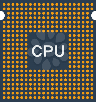 CPU Icon. Flat Color Design. Vector Illustration.