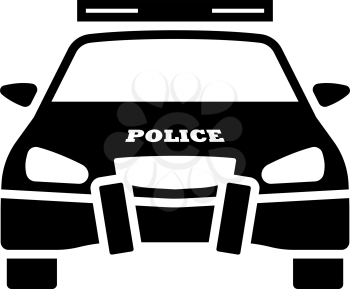 Police Car Icon. Black Stencil Design. Vector Illustration.
