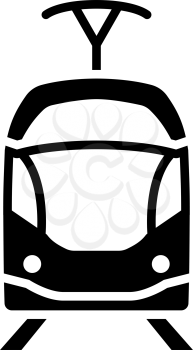 Tram Icon. Black Stencil Design. Vector Illustration.