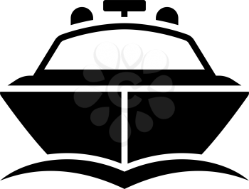 Motor Yacht Icon. Black Stencil Design. Vector Illustration.