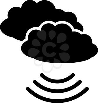 Music Cloud Icon. Black Stencil Design. Vector Illustration.