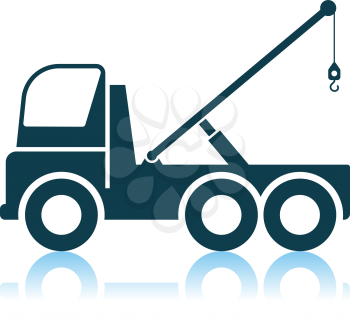 Car Towing Truck Icon. Shadow Reflection Design. Vector Illustration.