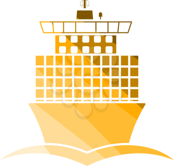 Container Ship Icon Front View. Flat Color Ladder Design. Vector Illustration.