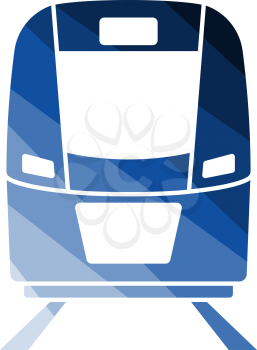 Train Icon Front View. Flat Color Ladder Design. Vector Illustration.