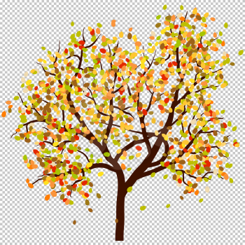 Autumn birch tree with  falling leaves background. Vector illustration.